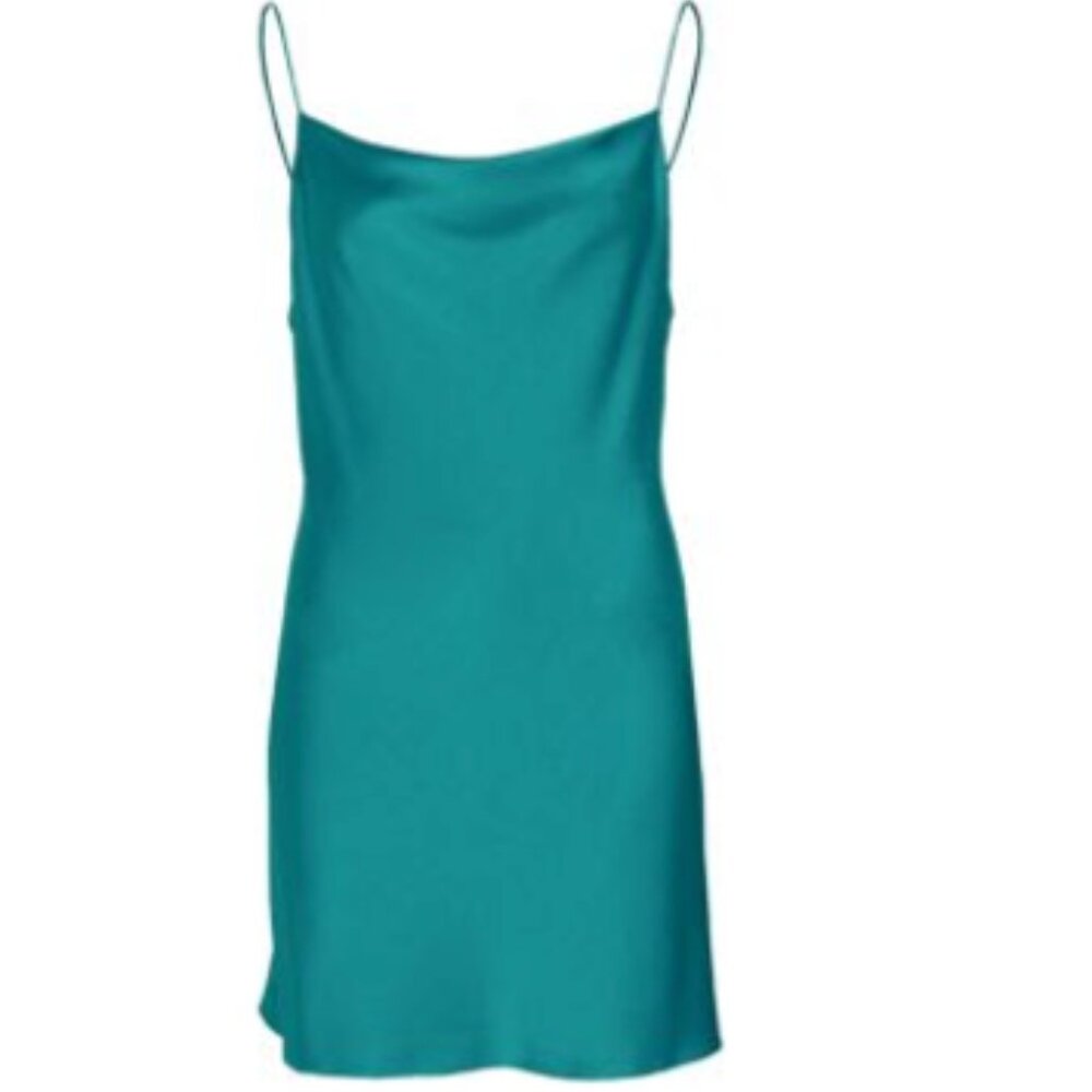 Alice + Olivia harmony mini slip Dress ocean blue